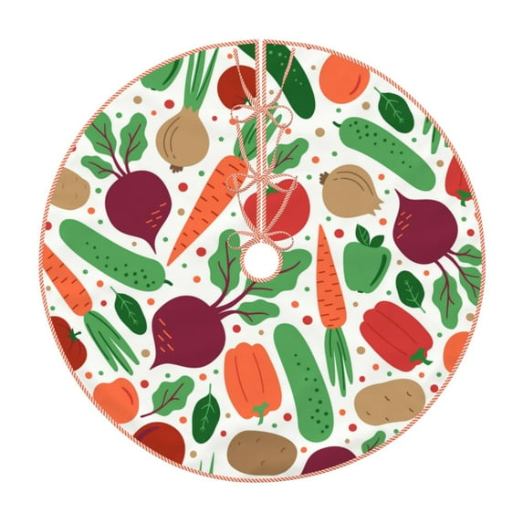 Sikiie Vegetables Nativity Christmas Tree Skirt, Jesus Christian Winter Holiday Tree Mat Decoration(30-48IN)30"