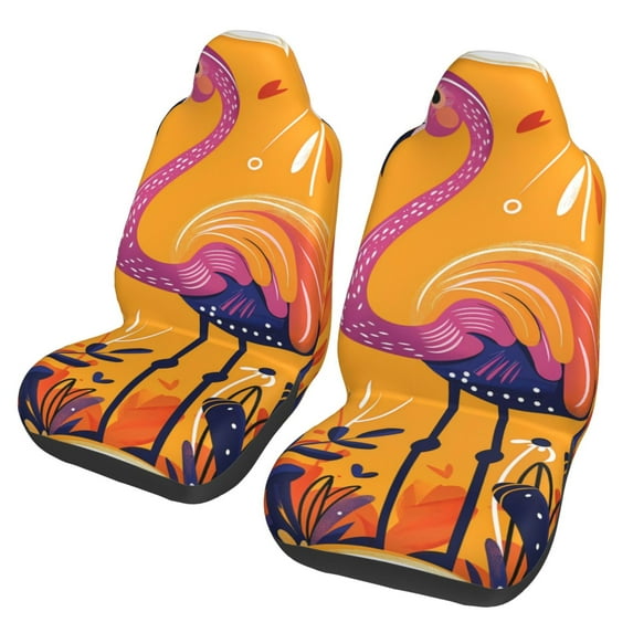 Sikiie Vibrant Flamingo Illustration Car Seat Protector 2 Pack Car Seat Cushion Mat, Car Seat Covers for SUV, Truck, Van