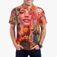 thumbnail image 1 of Sikiie Vibrant Floral Collage Portrait Print Men's Short-sleeved POLO Shirts, Button-down Shirts and T-shirts are Suitable for Vacation, Leisure and Business-Small, 1 of 6