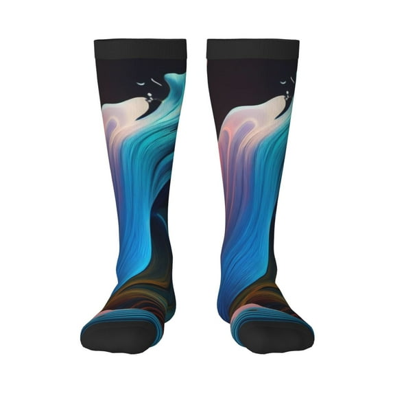 Sikiie Vibrant Fluid Motion Art Knee Socks, High Socks Long Stretchy Sock Women Knee High Stocking, Long Socks for Women