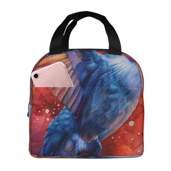 Sikiie Vibrant Hummingbird Watercolor Art Lunch Bag for Women & Men Adult Insulated Lunch Box, Food Lunch Containers Lunch Tote Bags for Work, Travel, Outdoor