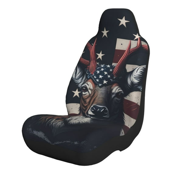 Sikiie Vintage American Deer Car Seat Covers 2PCs Front Car Seat Covers Universal fit for Most Cars SUVs and Trucks-1