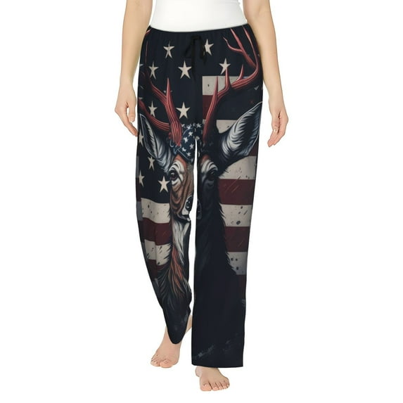 Sikiie Vintage American Deer Women’s Lounge Pants, Lounge Pants Sleep Bottoms, Lounge for Women, Womens Pajama Pants -Large