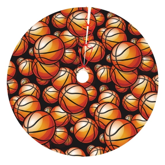 Sikiie Vintage Basketball 30-48 inches {designName} Print Christmas Tree Skirt Snowman Xmas Tree Skirt with Edge Christmas Decorations for Holiday Party36"