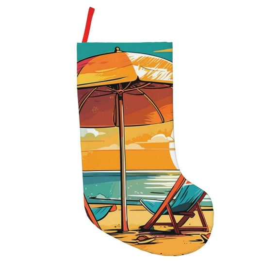 Sikiie Vintage Beach Sunset Christmas Stockings,18 Inches Christmas Stockings Xmas Hanging Stockings for Family Christmas Decorations & Gifts