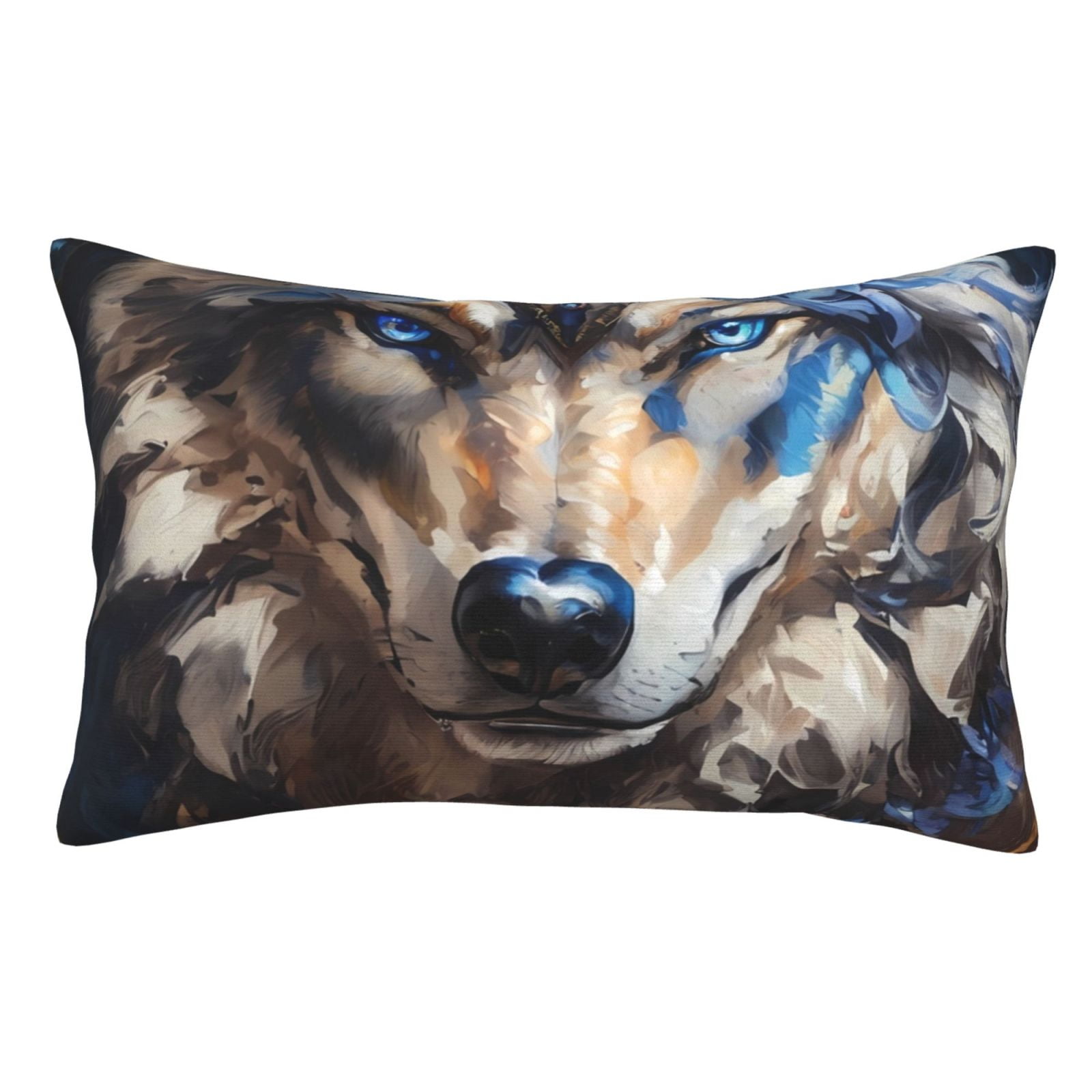 Sikiie Vintage Blue Floral Wolf Pillow Covers, Throw Pillow Case