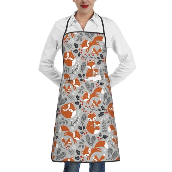 Sikiie Vintage Blue Fox Family A Aprons for Kitchen Cooking Aprons, Chef Apron for Men Women Chef