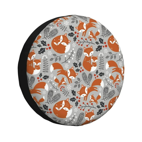 Sikiie Vintage Blue Fox Family A PVC Leather Spare Tire Wheel Cover Spare Tire Cover, for Car Truck SUV Camper Trailer Universal Fit(14-17in)-16 inch