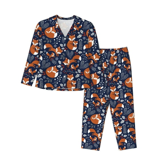 Sikiie Vintage Blue Fox Family Pajamas for Women Set, Womens Pajama Sets, Lounge Sets for Women, 2pjs for Women-XX-Large