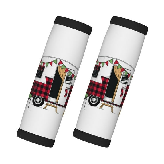 Sikiie Vintage Buffalo Plaid Christmas Camper Luggage Handle Wraps for Suitcases Travel Accessories(2 Pack)