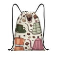 thumbnail image 1 of Sikiie Vintage Coffee Drawstring Backpack Drawstring Bags, Draw String Back Bag for Sports, Gym, Travel, Swimming, Beach-Small, 1 of 6