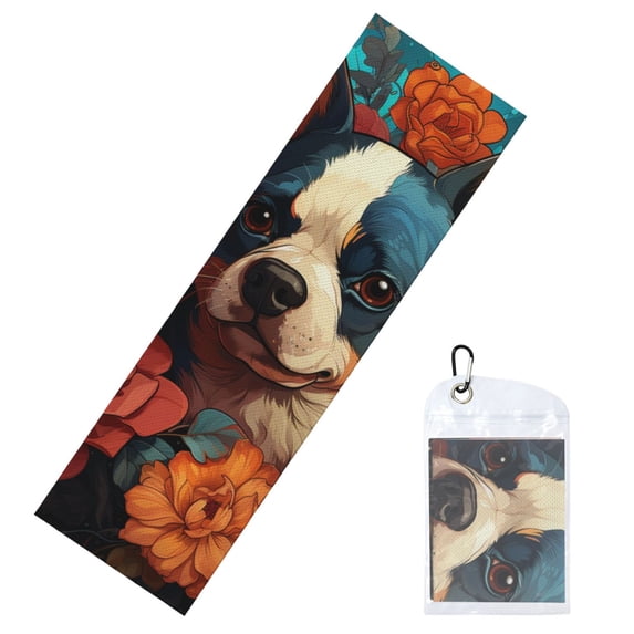 Sikiie Vintage Colorful Flower French Bulldog Cooling Towel Sport Ice Towel Quick Dry Cold Blanket Sweat Absorption Microfiber Instant Chilly Towel for Exercise