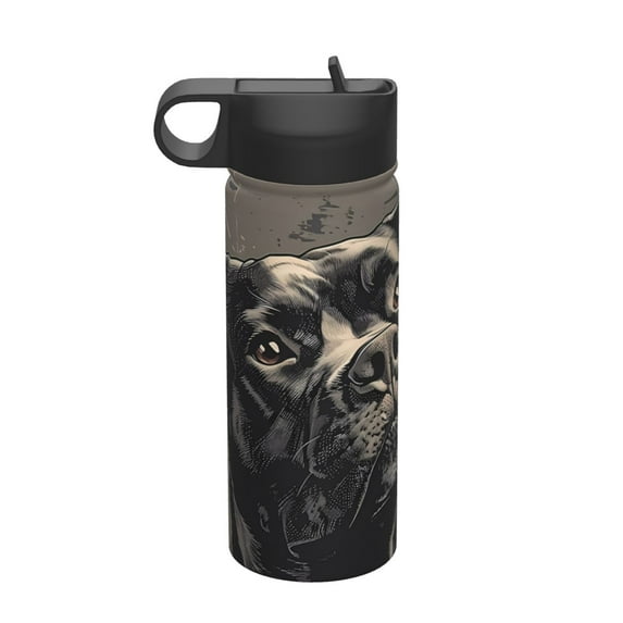 Sikiie Vintage Dog Illustration Print 18OZ Insulated Straw Cup, Portable Leak-proof Sports Water Bottle, Stainless Steel Water Cup Suitable for Home and Outdoor