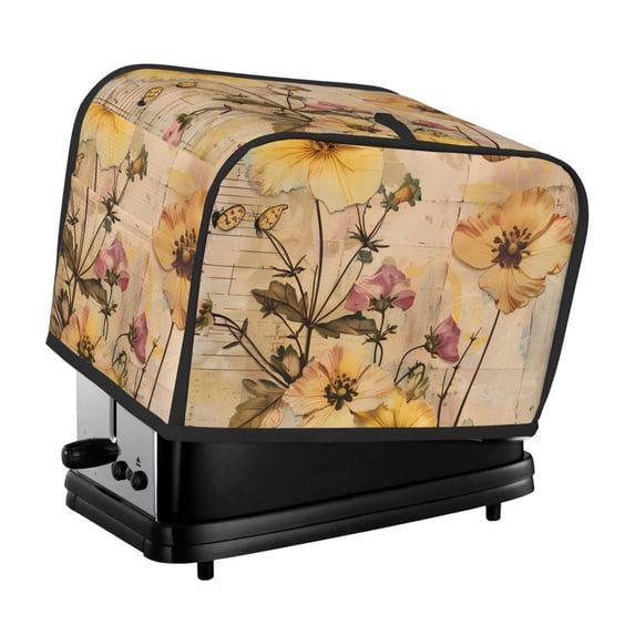 Sikiie Vintage Floral Butterfly Collage Toaster Covers 2 Slice Dustproof Toaster Cover Bread Machine Cover, Dustproof Cover - 11.4" x 7.5" x 7.9"