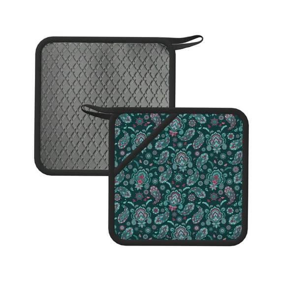Sikiie Vintage Floral Pot Holders Kitchen Insulation Mats Heat Resistant Pot-Holder Oven Anti-Scald Pads for Cooking Baking, 7.1*7.1inch