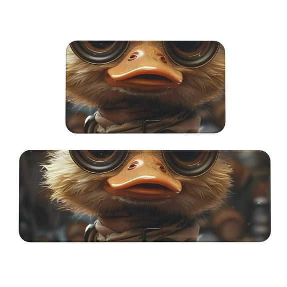 Sikiie Vintage Gentleman Duck Kitchen Mat 2 PCS Cushioned Kitchen Rug, Waterproof Non-Slip Kitchen Mats for Kitchen, Floor Home, Sink, Laundry