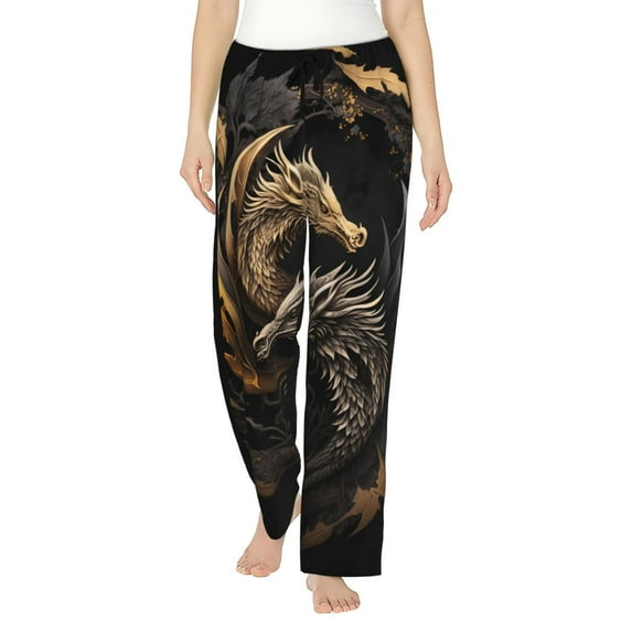 Sikiie Vintage Metal Dragon Women’s Ultra-Soft Comfy Lounge Pants Sleepwear Comfy Lounge Pants Drawstring Sleep Bottoms with PocketsSmall