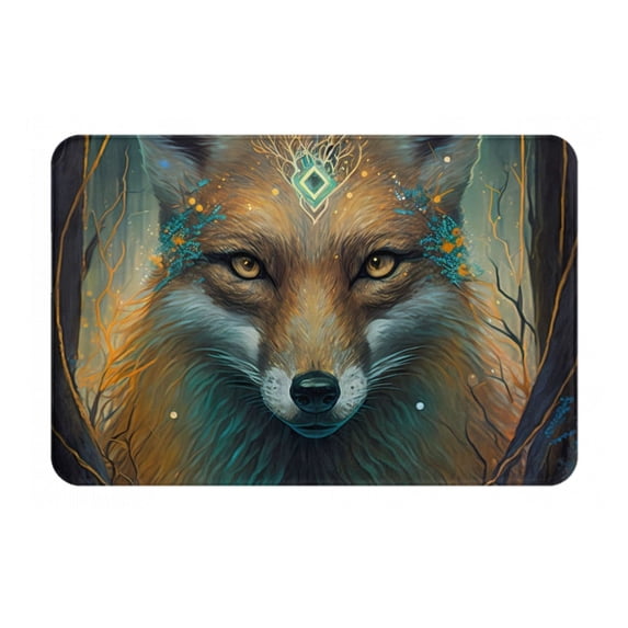 Sikiie Vintage Pattern Fox Print Flannel Anti-slip Floor Mat 16x24in, Thickened Dustproof Entrance Door Mat Floor Mat for Kitchen, Bathroom, Laundry Room