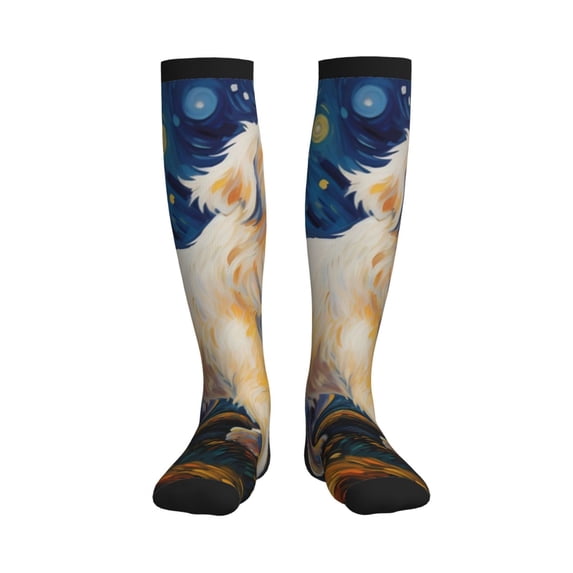 Sikiie Vintage Starry Sky Labrador 1 Pairs Compression Socks for Men and Women 15-20 mmHg Running Support Socks