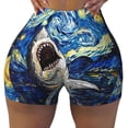 thumbnail image 1 of Sikiie Vintage Starry Sky Shark Print Workout Shorts Women Scrunch Butt Gym Shorts Seamless High Waist Tummy Control Yoga Biker Athletic Shorts, 1 of 5