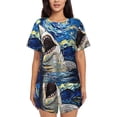 thumbnail image 1 of Sikiie Vintage Starry Sky Shark Womens Pajama Sets Short Sleeve Top With Pants Sleepwear 2 Piece Lounge SetX-Large, 1 of 6