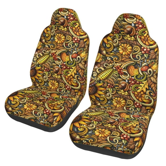 Sikiie Vintage Sunflower and Corn Autumn Car Seat Protector 2 Pack Car Seat Cushion Mat, Car Seat Covers for SUV, Truck, Van