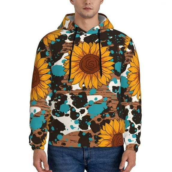 Sikiie Vintage Sunflowes Men's Hoodie, Essentials Hoodie, Sweatshirt, Pullover Hooded Sweatshirt for Men-X-Large