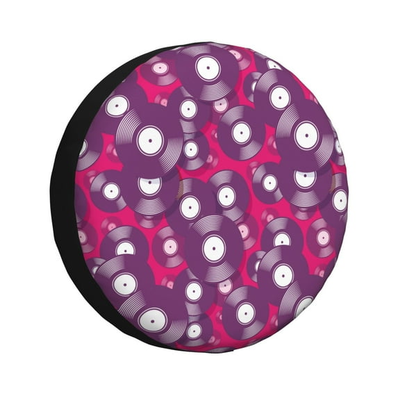 Sikiie Vintage Vinyl Record PVC Leather Spare Tire Wheel Cover Spare Tire Cover, for Car Truck SUV Camper Trailer Universal Fit(14-17in)-17 inch