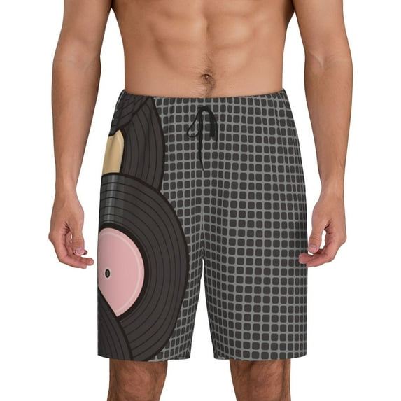 Sikiie Vinyl Records Mens Pajama Shorts, Lightweight Lounge Pant with Pockets Soft Sleep Pj Shorts for MenX-Large