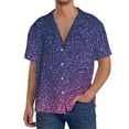 thumbnail image 1 of Sikiie Violet Glitter Men's Cuban Shirt, Hawaiian Shirts, Business Casual Button Down Shirts, Short Sleeve Shirt-Small, 1 of 5