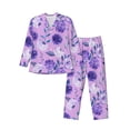 thumbnail image 1 of Sikiie Violet Mens Pajama Set, Soft Warm Long Sleeve Sleepwear, Cozy Button-Down Pjs for Men-Small, 1 of 7