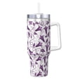 thumbnail image 1 of Sikiie Violets Flowers Insulated Stainless Water Bottle Lid Travel Mug Cup Insulated Tumblers Cup 40oz Ice Bully With Handle, 1 of 8