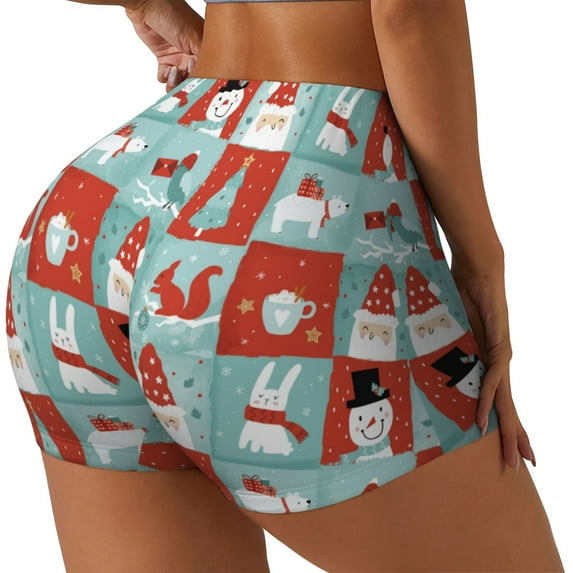 Sikiie Warm Christmas Memories Workout Shorts Women Scrunch Butt Gym Shorts Seamless High Waist Tummy Control Yoga Biker Athletic Shorts-XX-Large