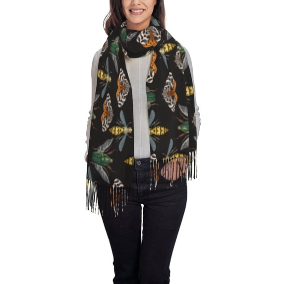 Sikiie Wasp Cockchafer Butterfly Shawl Wraps Big Scarf Tassel Fall Winter Thick Scarf Warm Shawl Women Fall Gifts