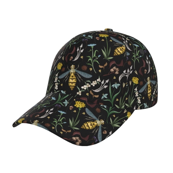 Sikiie Wasp and Florals Unisex Vintage Washed Unstructured Baseball Cap Soft Cap Adjustable Unisex Baseball Hat Dad Hat