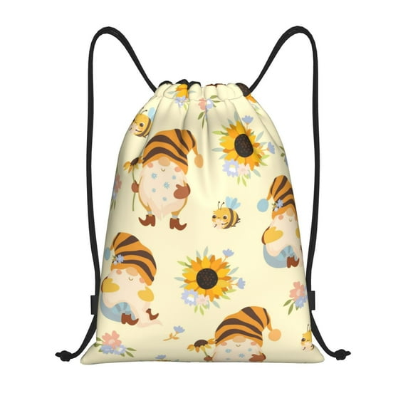 Sikiie Watercolor Bee Honey Honeycomb Bee Drawstring Backpack Drawstring Bags, Draw String Back Bag for Sports, Gym, Travel, Swimming, Beach-Medium