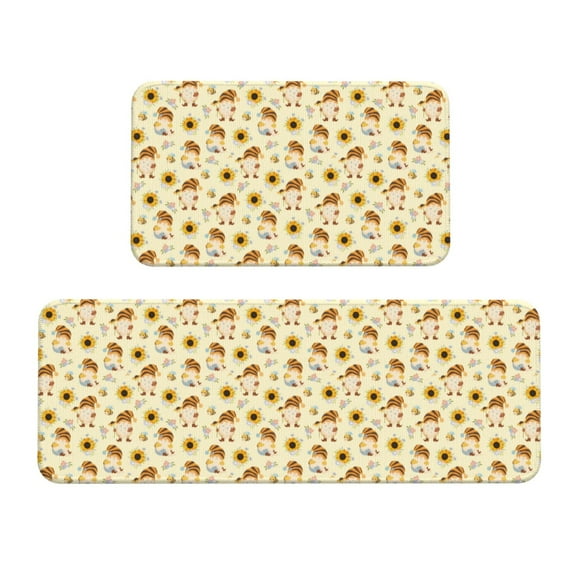 Sikiie Watercolor Bee Honey Honeycomb Bee Kitchen Mat 2 PCS Cushioned Kitchen Rug, Waterproof Non-Slip Kitchen Mats for Kitchen, Floor Home, Sink, Laundry