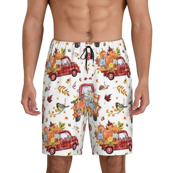 Sikiie Watercolor Fall Mens Pajama Shorts, Lounge Pant, Men's shorts,Sleep Pj Shorts for Men-Large