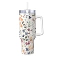 thumbnail image 1 of Sikiie Watercolor Floral Insulated Stainless Water Bottle Lid Travel Mug Cup Insulated Tumblers Cup 40oz Ice Bully With Handle, 1 of 8