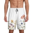 thumbnail image 1 of Sikiie Watercolor Floral Mens Pajama Shorts, Lounge Pant, Men's shorts，Sleep Pj Shorts for Men-Large, 1 of 6