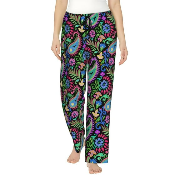 Sikiie Watercolor Floral Paisley Women’s Ultra-Soft Comfy Lounge Pants Sleepwear Comfy Lounge Pants Drawstring Sleep Bottoms with PocketsMedium