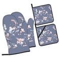 thumbnail image 1 of Sikiie Watercolor Flowers Butterfly Oven Mitts and Pot Holders, Silicone Oven Gloves, Heat Resistant Oven Mitts 4Pcs Set, 1 of 6
