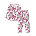 thumbnail image 1 of Sikiie Watercolor Flowers Mens Pajama Set, Soft Warm Long Sleeve Sleepwear, Cozy Button-Down Pjs for Men-Large, 1 of 7