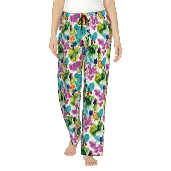 Sikiie Watercolor Flowers Women’s Ultra-Soft Comfy Lounge Pants Sleepwear Comfy Lounge Pants Drawstring Sleep Bottoms with PocketsMedium