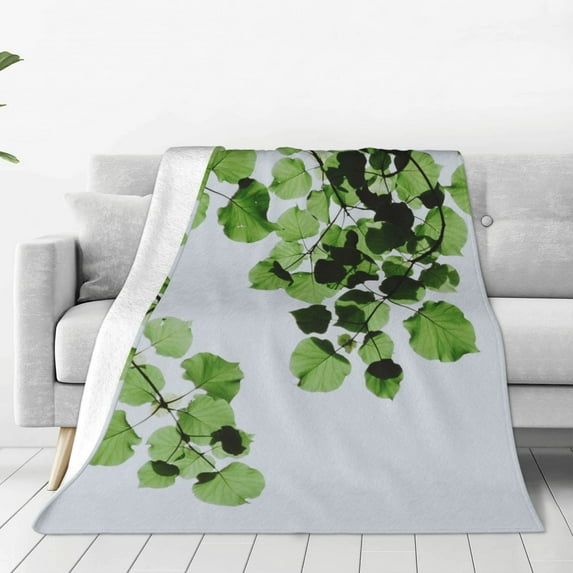 Sikiie Watercolor Green Leaves Ultra-Soft Micro flannel Blanket Luxury All Seasons Warm Blanket for Bedding Sofa and Travel (4 sizes)-40"x30"