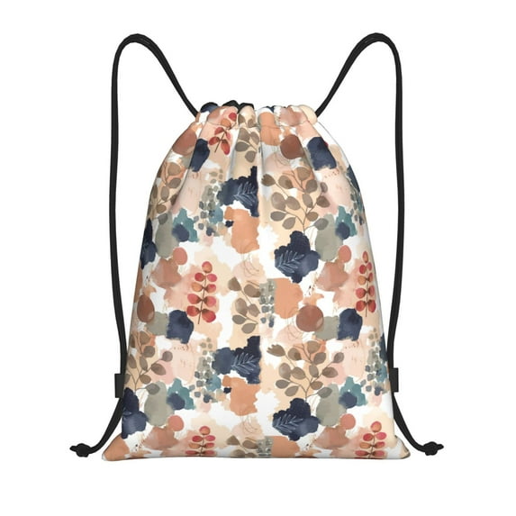 Sikiie Watercolor Plants Drawstring Backpack Drawstring Bags, Draw String Back Bag for Sports, Gym, Travel, Swimming, Beach-Small