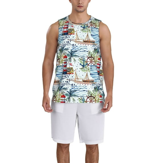 Sikiie Watercolor Sailboat Basketball Jersey Reversible Men's Mesh Athletic Sports Shirts Training Practice S-4XL4X-Large