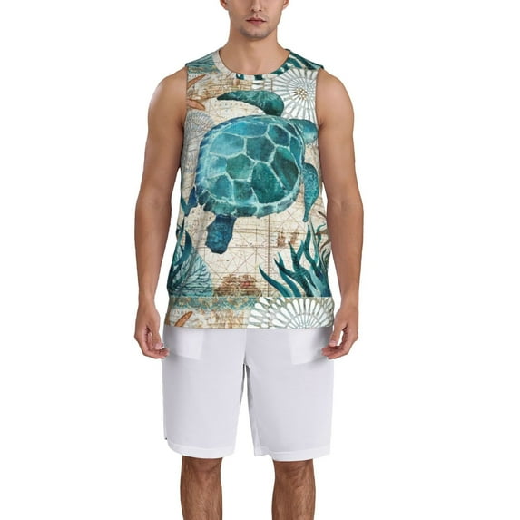 Sikiie Watercolor Sea Turtle Basketball Jersey Reversible Men's Mesh Athletic Sports Shirts Training Practice S-4XL3X-Large