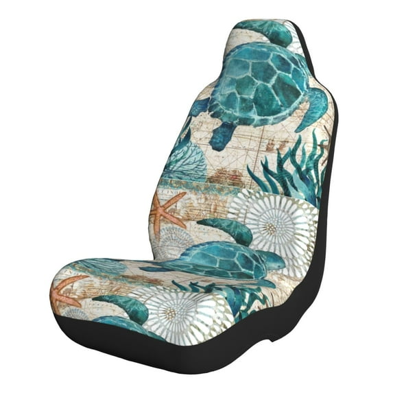 Sikiie Watercolor Sea Turtle Car Seat Covers 2PCs Front Car Seat Covers Universal fit for Most Cars SUVs and Trucks-1