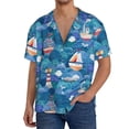 thumbnail image 1 of Sikiie Watercolor Ships Men's Wrinkle Free Untucked Cuban Shirt Business Casual Button Down Shirts Short Sleeve Shirt3X-Large, 1 of 5